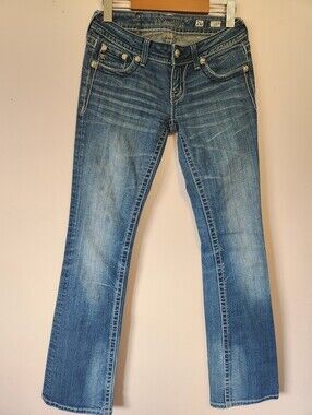 Miss Me Y2K Embellished Cross Fleur De Lis Flap Pocket Bootcut Jeans Size 26